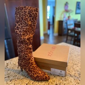 NWT Sugar Women's Brown Leopard Heeled Boots